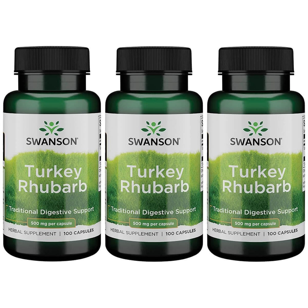 Swanson Turkey Rhubarb capsules for digestive health and daily wellness