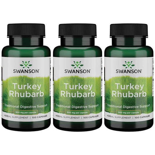 Swanson Turkey Rhubarb capsules for digestive health and daily wellness
