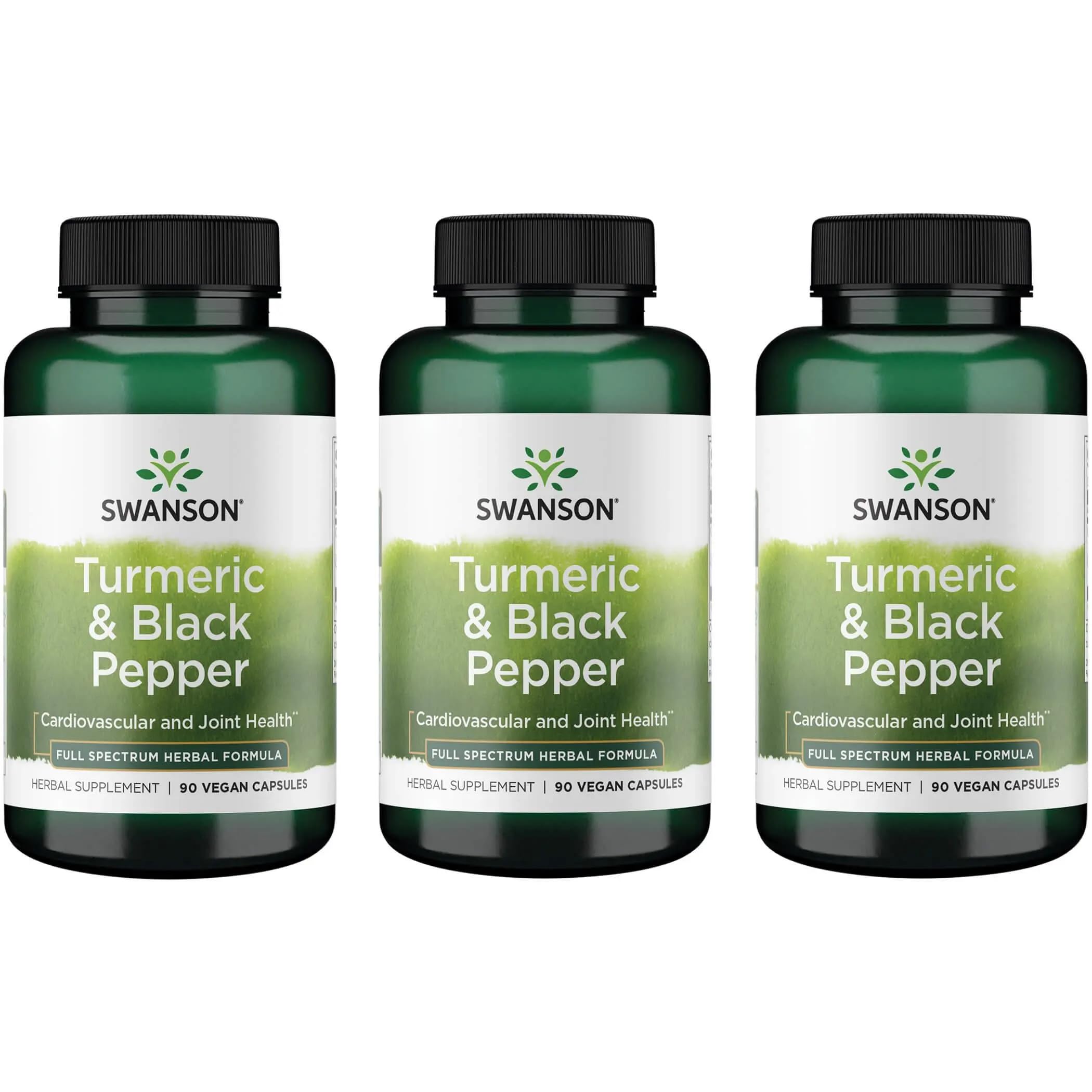 Swanson Turmeric & Black Pepper bottle shown for daily antioxidant support.