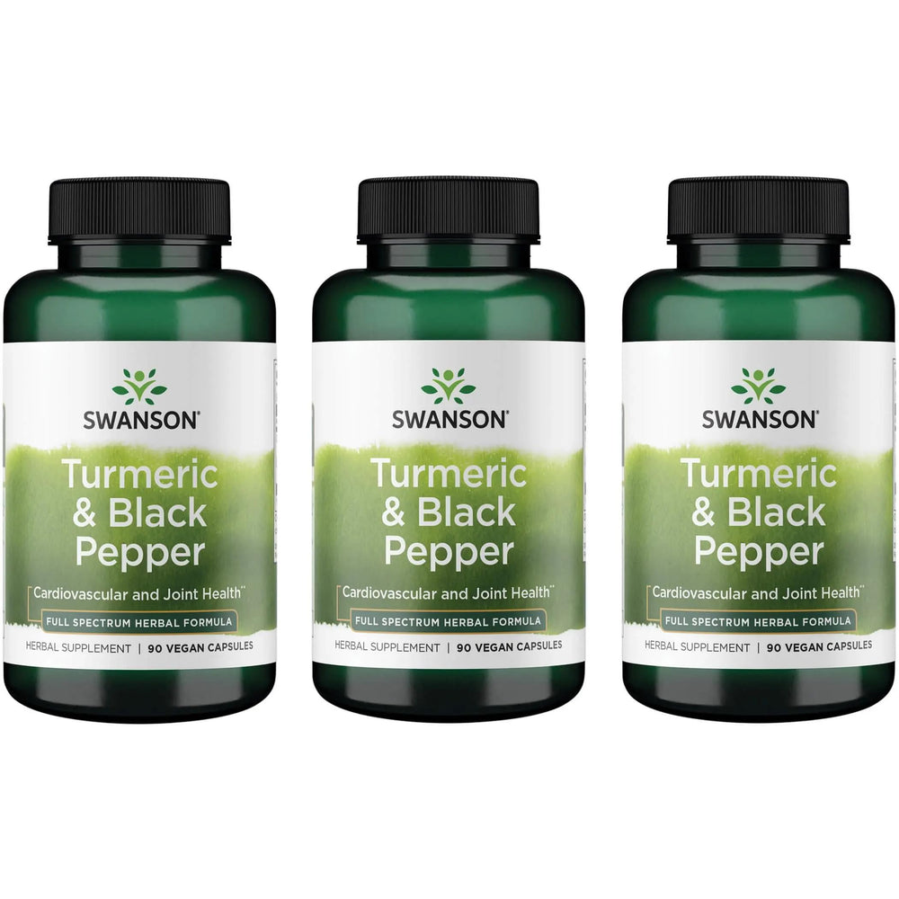 Swanson Turmeric & Black Pepper bottle shown for daily antioxidant support.
