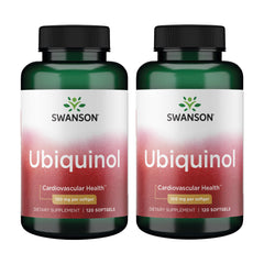 Swanson Ubiquinol 100 mg bottle showcasing CoQ10 packaging and design for heart health support