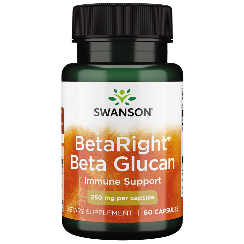 Swanson ULT BETARIGHT Beta Glucan 250mg bottle on shelf supports immune health.
