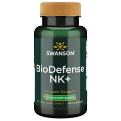 Swanson ULT BIODEFENSE NK+ Mushroom BLND 60C hero image showing immune-support blend.
