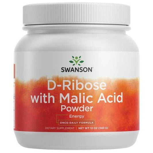 Swanson ULT D-Ribose Malic Powder 12 oz bottle for daily energy support.