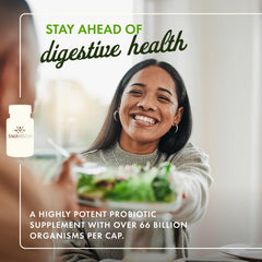 Swanson probiotic capsules closeup showing DRcaps protection for viability.