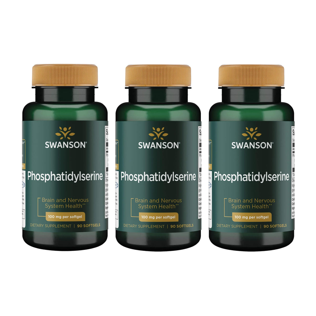 Swanson Ultra phosphatidylserine 100 mg bottle close-up, quality for daily cognitive support