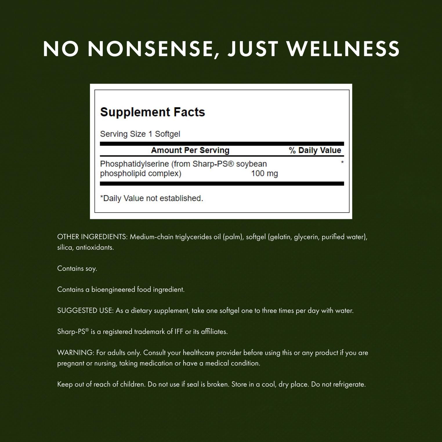 Swanson Ultra phosphatidylserine capsules on a neutral backdrop for daily focus.