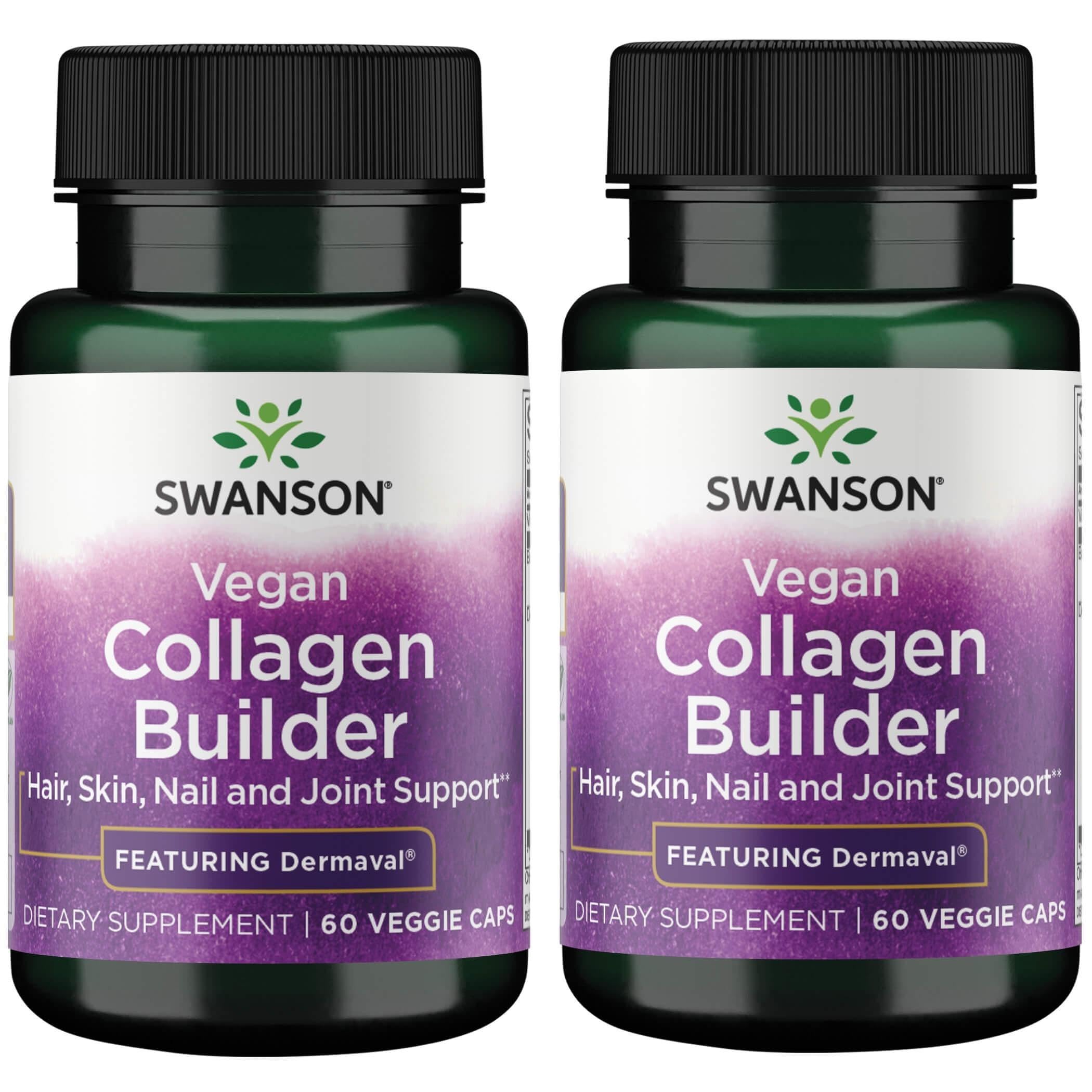 Swanson Vegan Collagen Builder Dermaval bottle highlighting nutrients for hair, skin, and nails