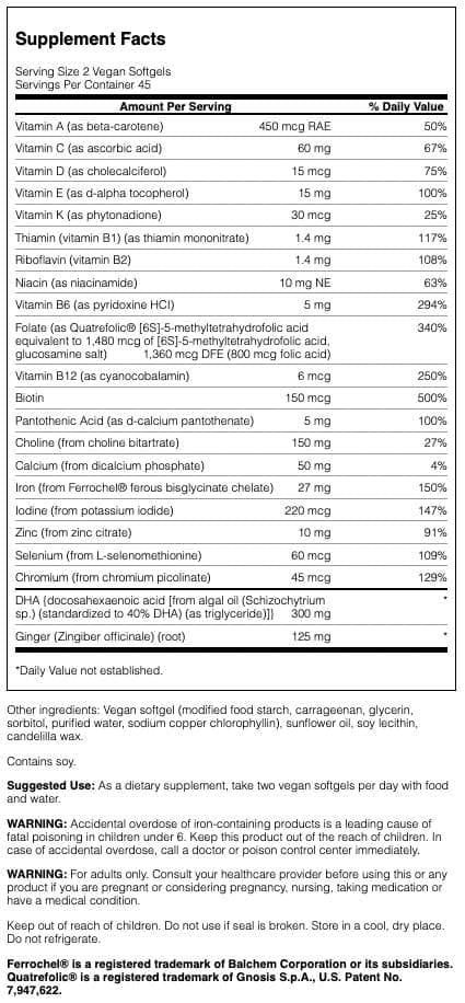 Swanson label close-up highlighting algal DHA and non-GMO ingredients.