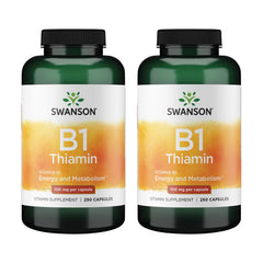 Swanson Vitamin B1 bottle front highlights 100 mg thiamin per capsule