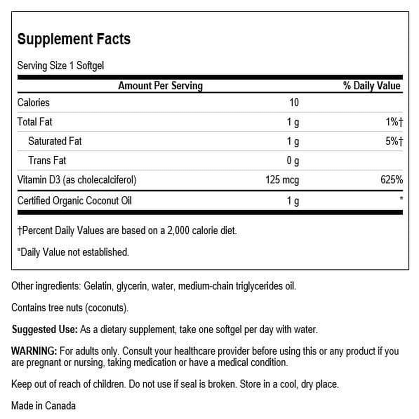 Swanson vitamin D-3 coconut softgel closeup highlighting easy-to-swallow capsule