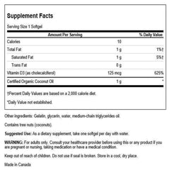 Swanson vitamin D-3 coconut softgel closeup highlighting easy-to-swallow capsule