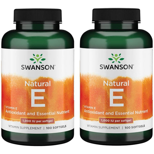 Swanson Vitamin E softgel bottle with 1000 IU for daily heart health support