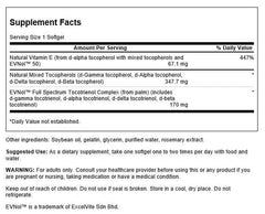Swanson vitamin E tocotrienols label showing natural nutrients for heart health support.