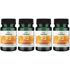 Swanson Vitamin K2 Menaquinone-7 bottle, natto-derived, supports calcium regulation.