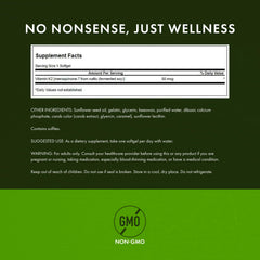 Close-up label of Swanson K2 MK-7 potency on packaging.