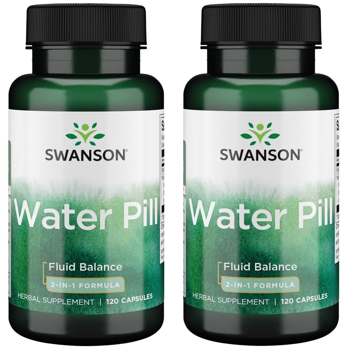 Swanson water pill bottle 2-pack for daily fluid balance support