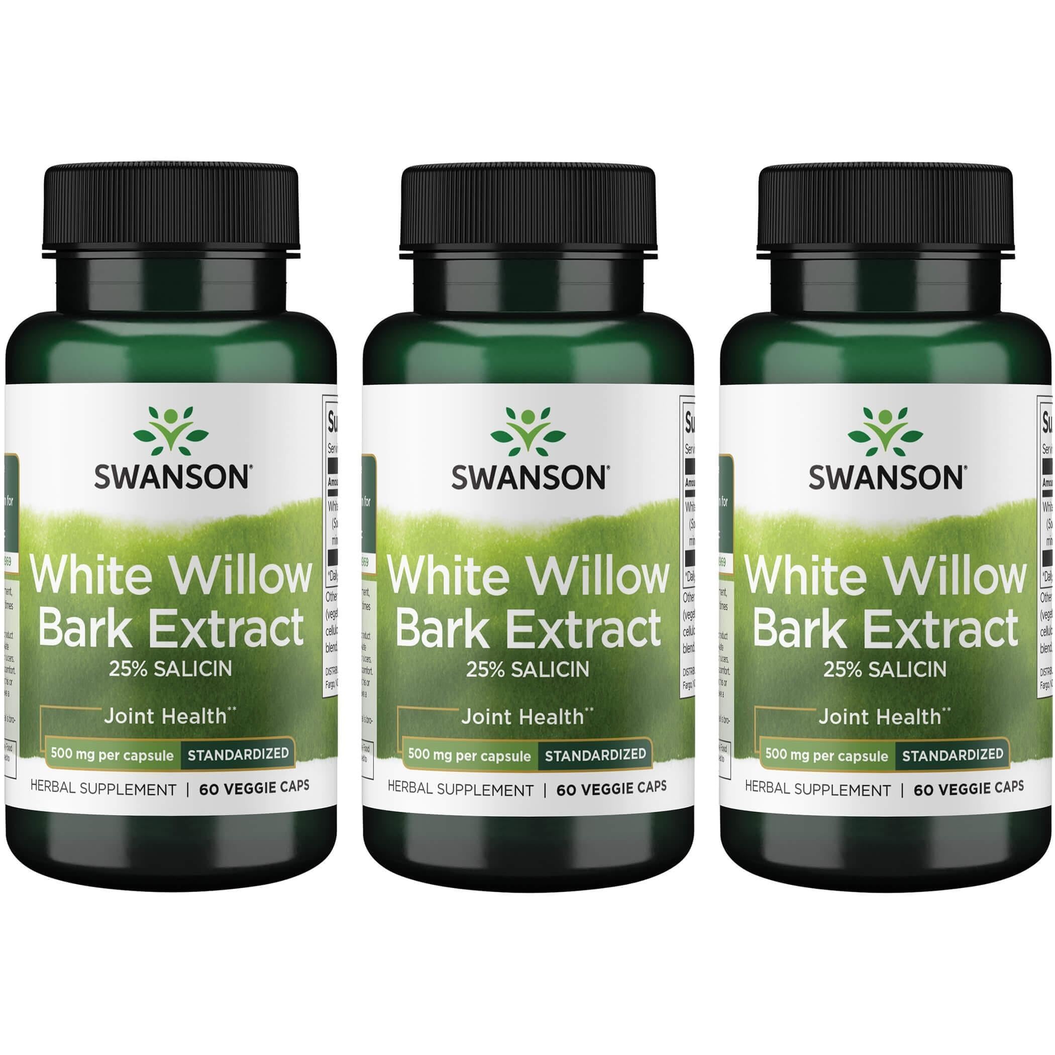 Swanson White Willow Bark Extract bottle with 60 capsules supports joint comfort