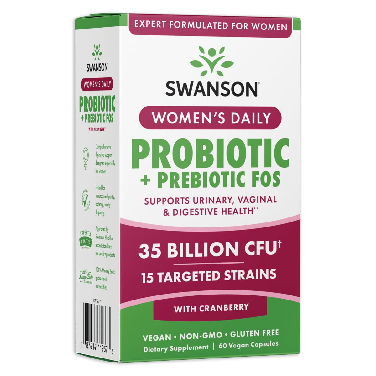 Swanson WMN Daily Prob W/PREB FOS capsules close-up for daily probiotic support