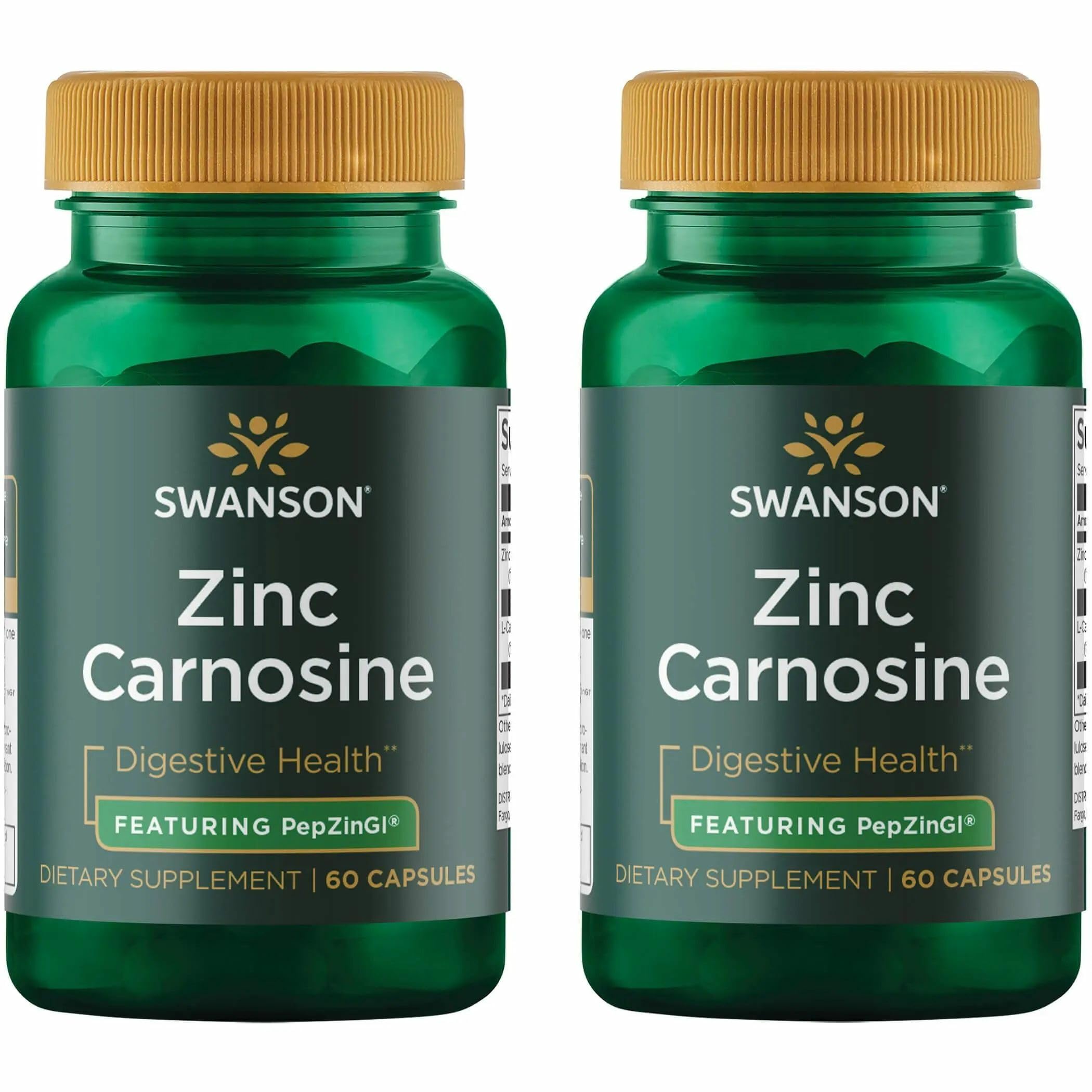 Swanson Zinc Carnosine bottle-front showcasing digestive support and trusted branding.