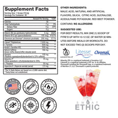 Close-up showing Chromax and L-Carnitine ingredients in Sweat Ethic FYRE’D UP