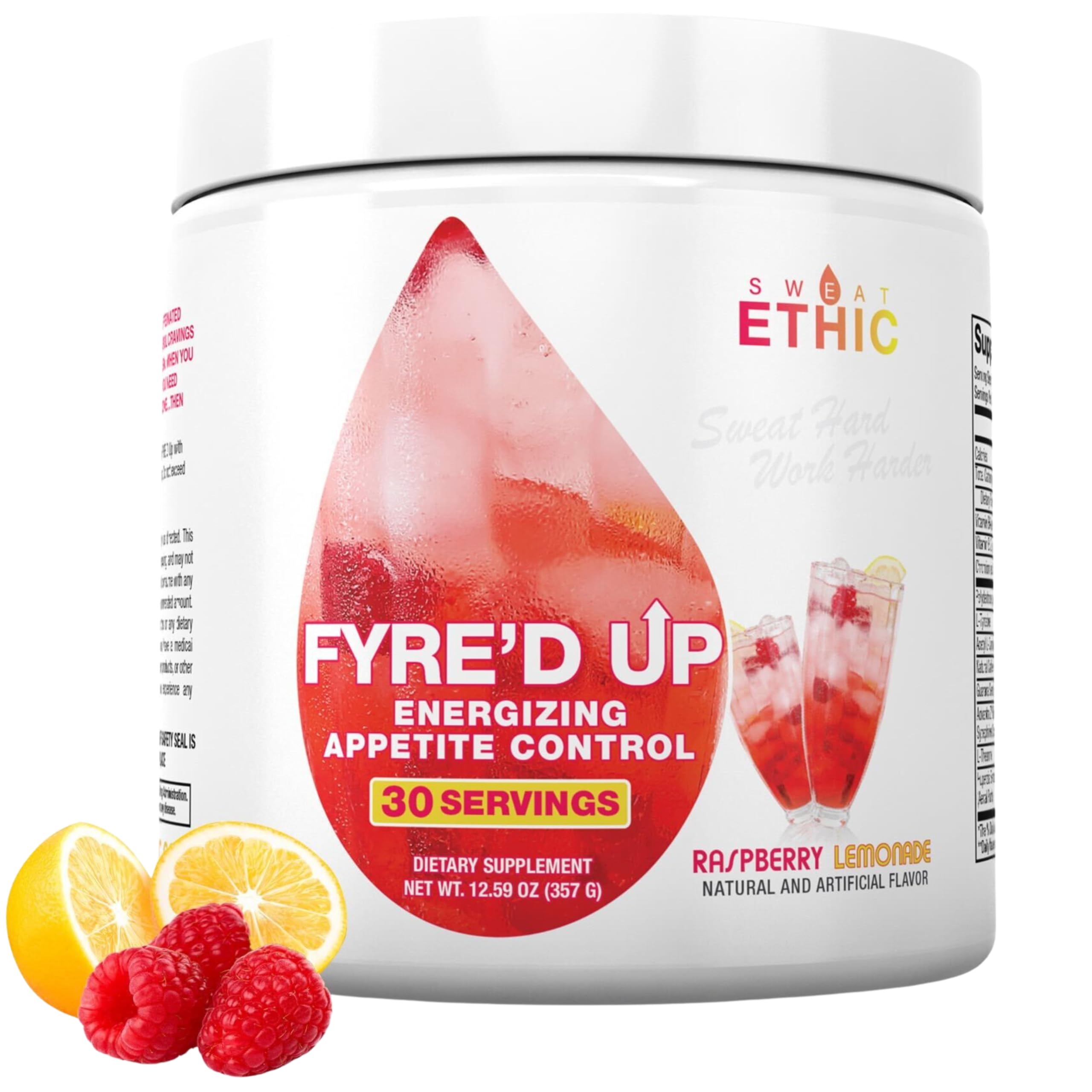 Close-up of Sweat Ethic FYRE’D UP Raspberry Lemonade dissolving for energy support