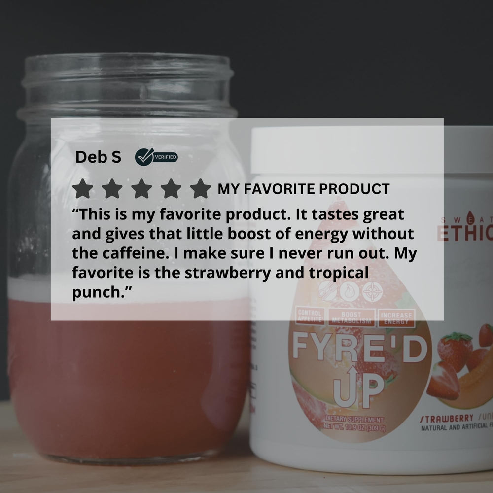 Prepared Sweat Ethic FYRE’D UP Raspberry Lemonade drink for flavorful energy