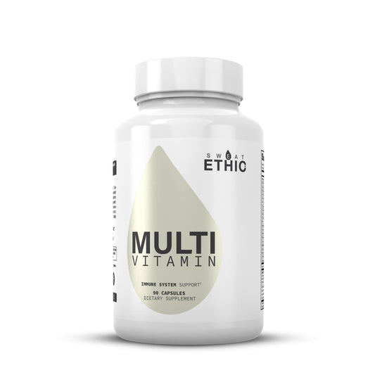 Sweat Ethic Multi-Vitamin bottle hero for daily use in active lifestyles.