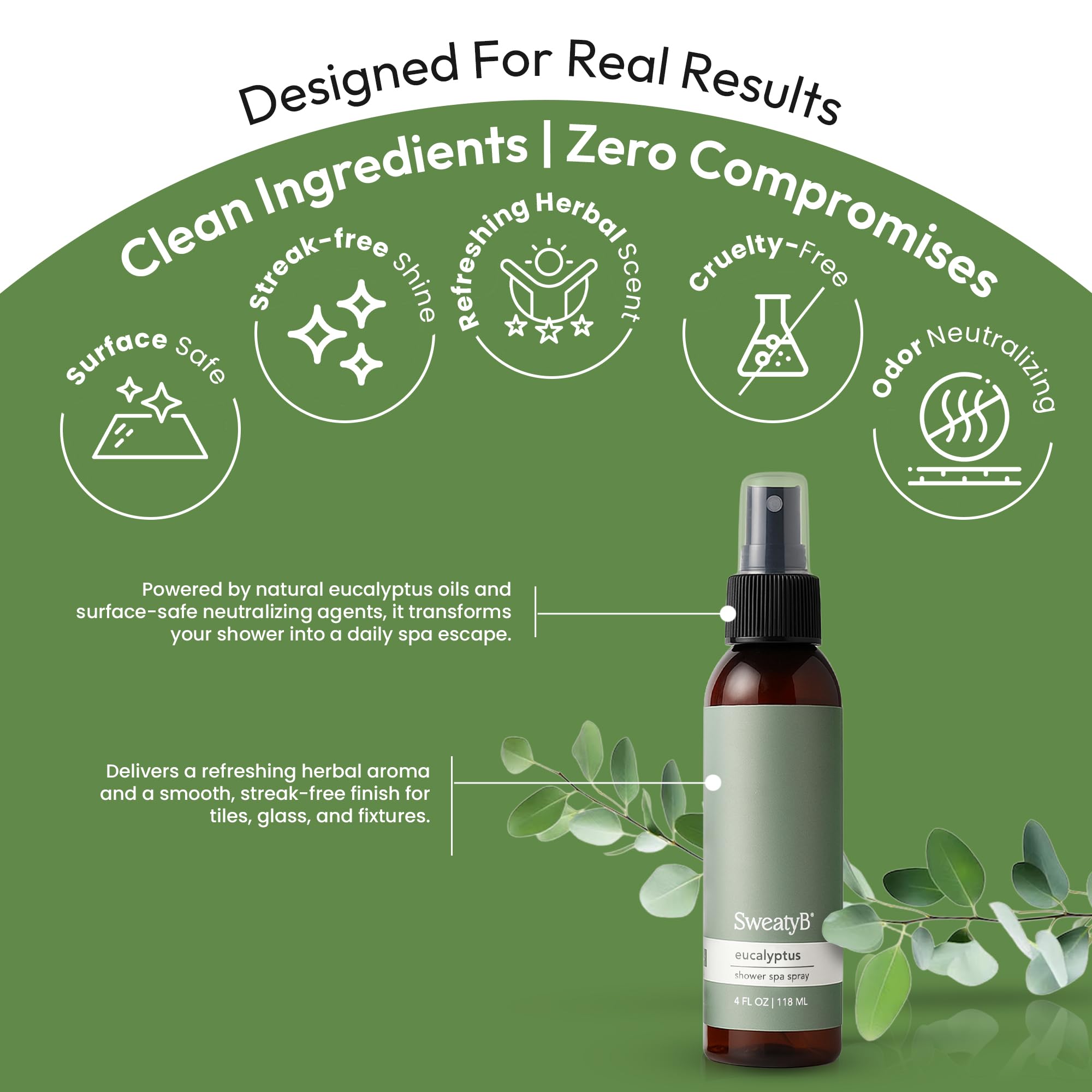 SweatyB eucalyptus shower spray aroma cloud for crisp, uplifting scent.