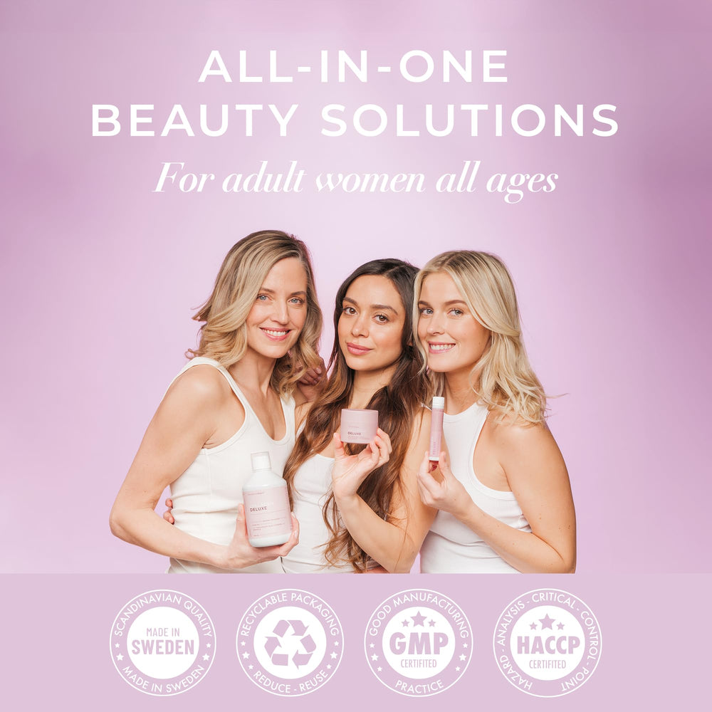 Swedish Collagen daily dose scoop included for easy measurement.