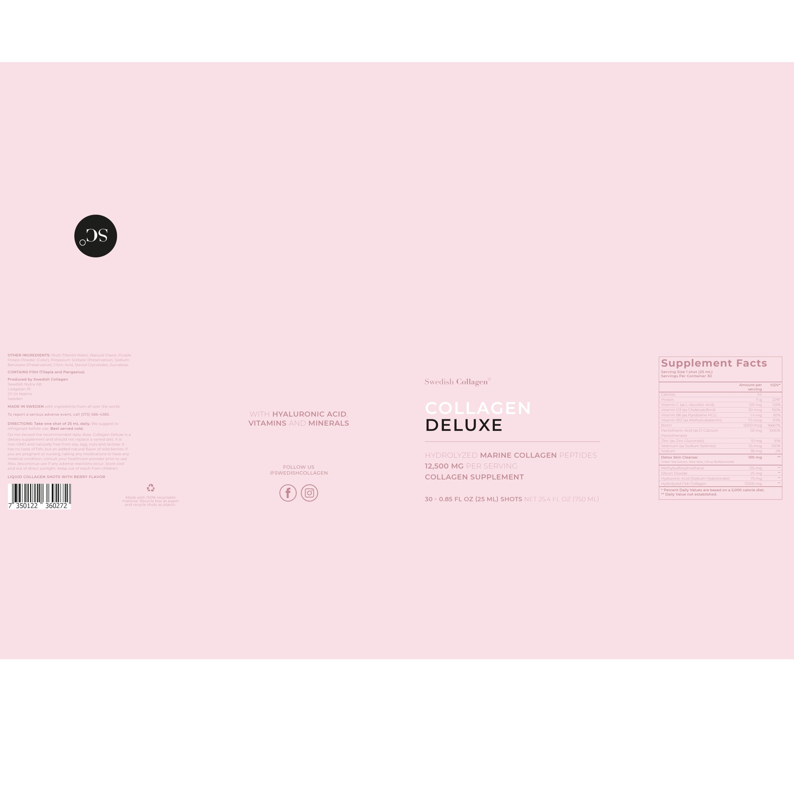 Swedish Collagen Deluxe 30-day supply display