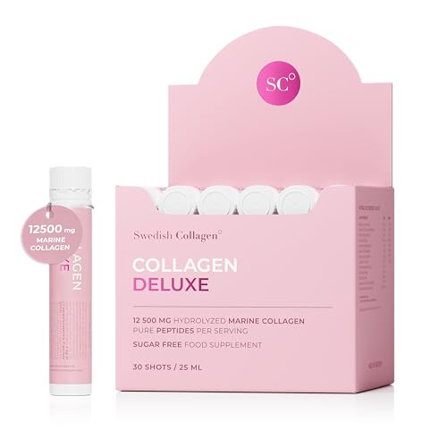 Swedish Collagen Deluxe bottle shot showing high-dose marine collagen for skin and joints