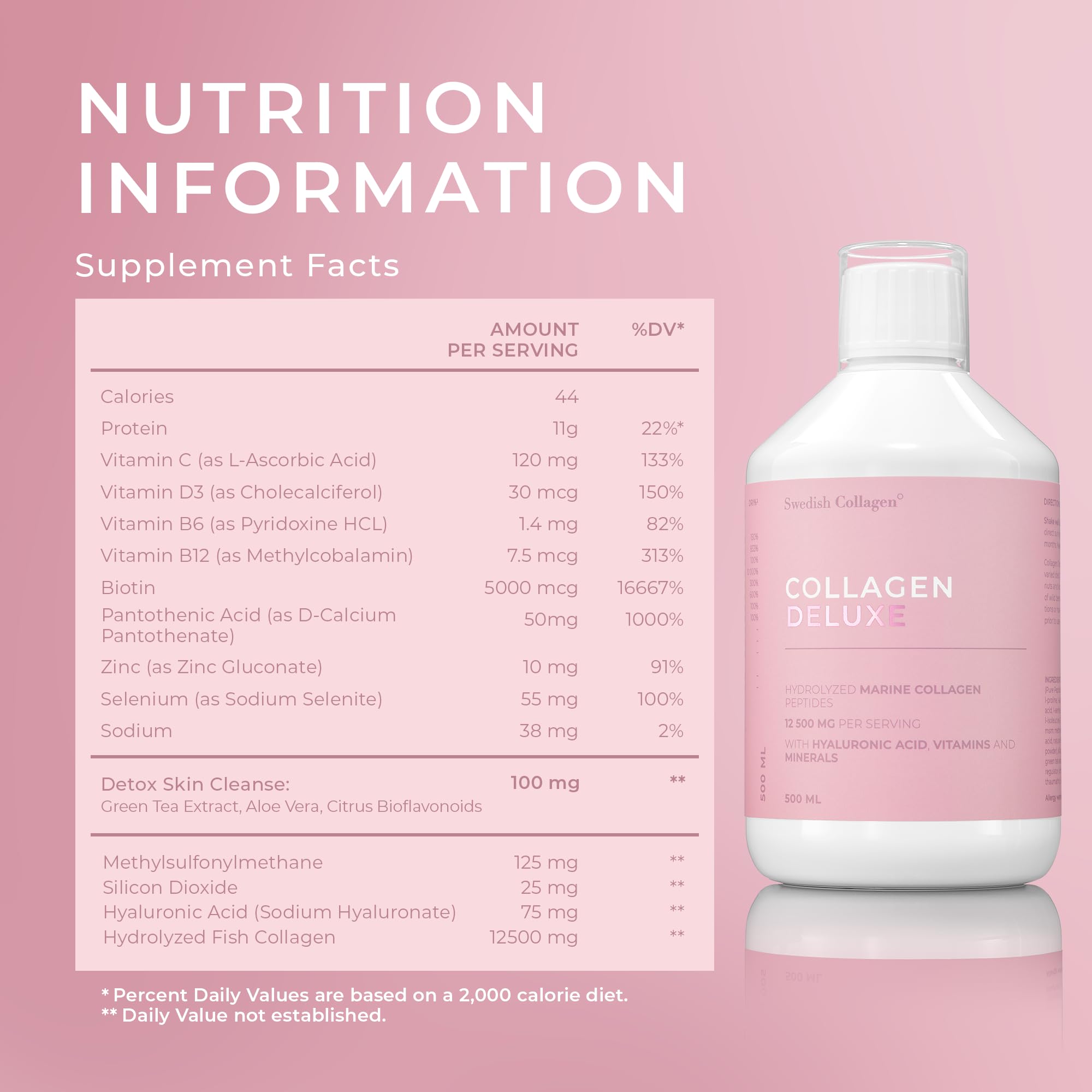 Swedish Collagen Deluxe glass with shot prepared for daily use