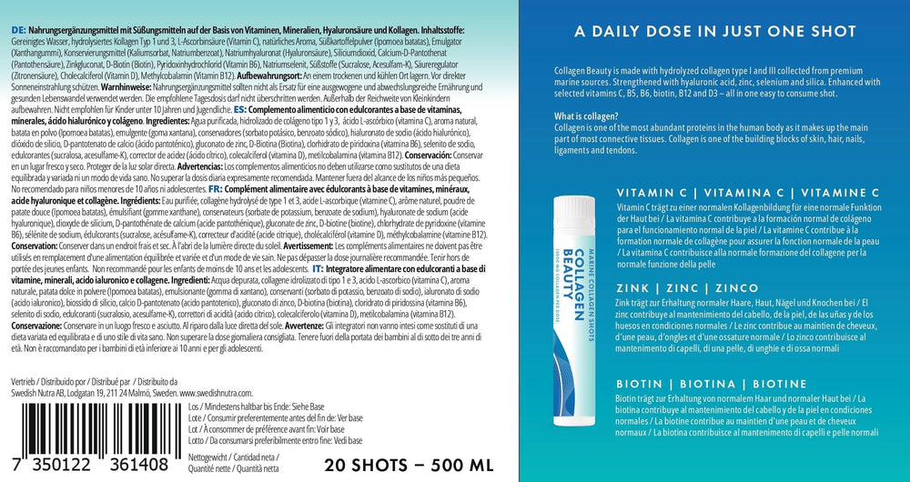 Swedish Nutra 25 ml shot ready-to-drink format for daily routine