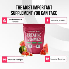 Sweet Cre Creatine Gummies No Added Sugars, clean tasting with stevia.
