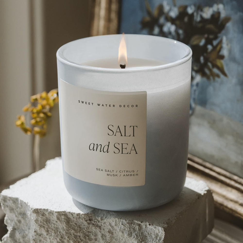 Sweet Water Decor jar on coastal decor setup adds serene ambiance.