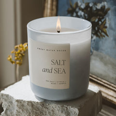 Sweet Water Decor jar on coastal decor setup adds serene ambiance.