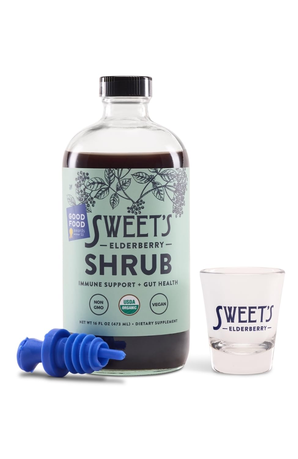 Sweet's Elderberry Shrub with sparkling water demonstrates a natural soda alternative.