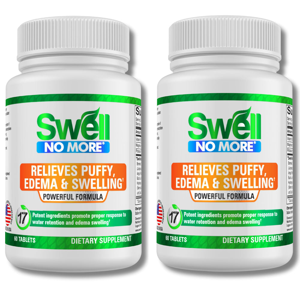 SwellNoMore bottle front view for daily swelling support.