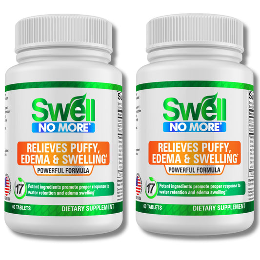 SwellNoMore bottle front view for daily swelling support.