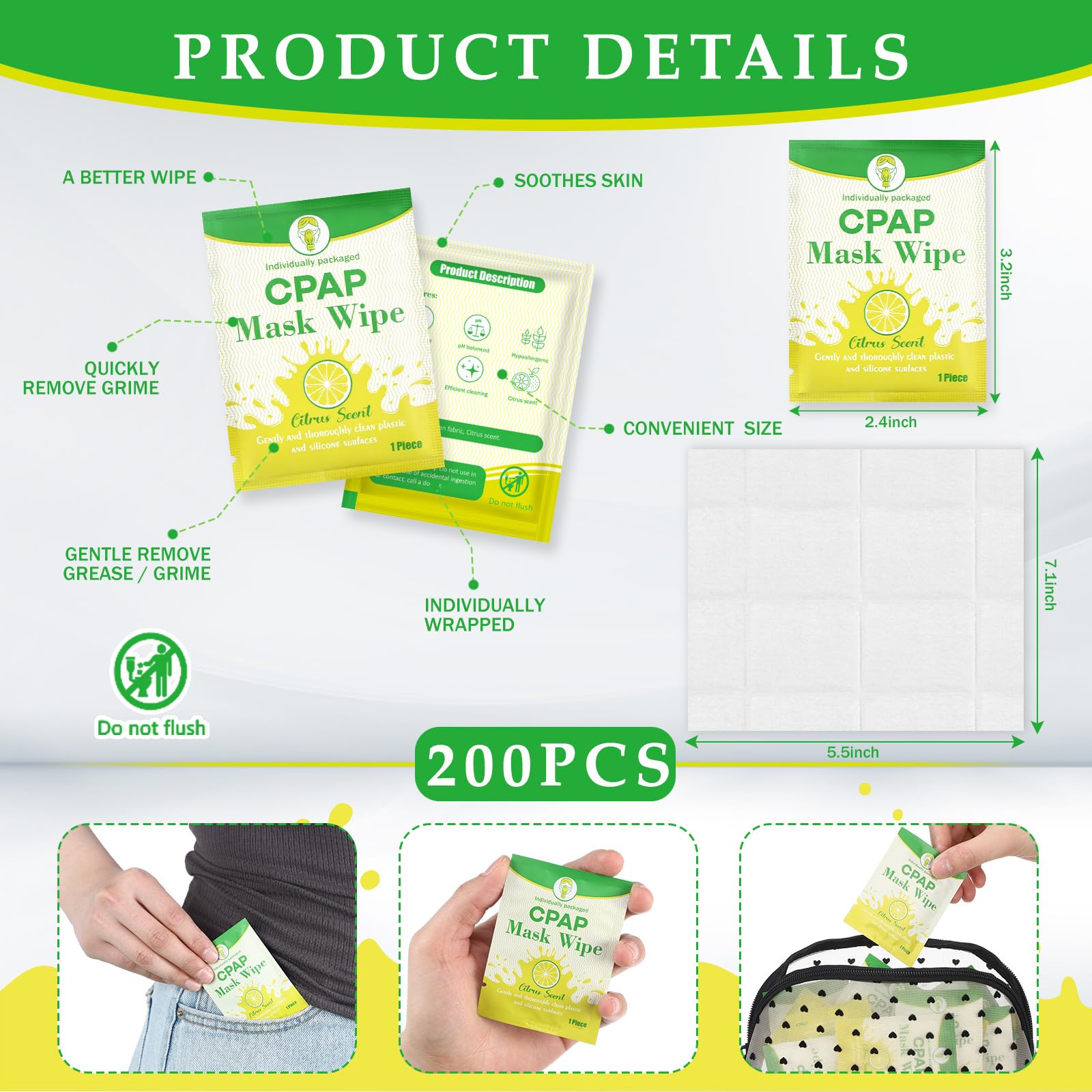 Citrus-scent Swiffen CPAP wipes refresh mask surfaces