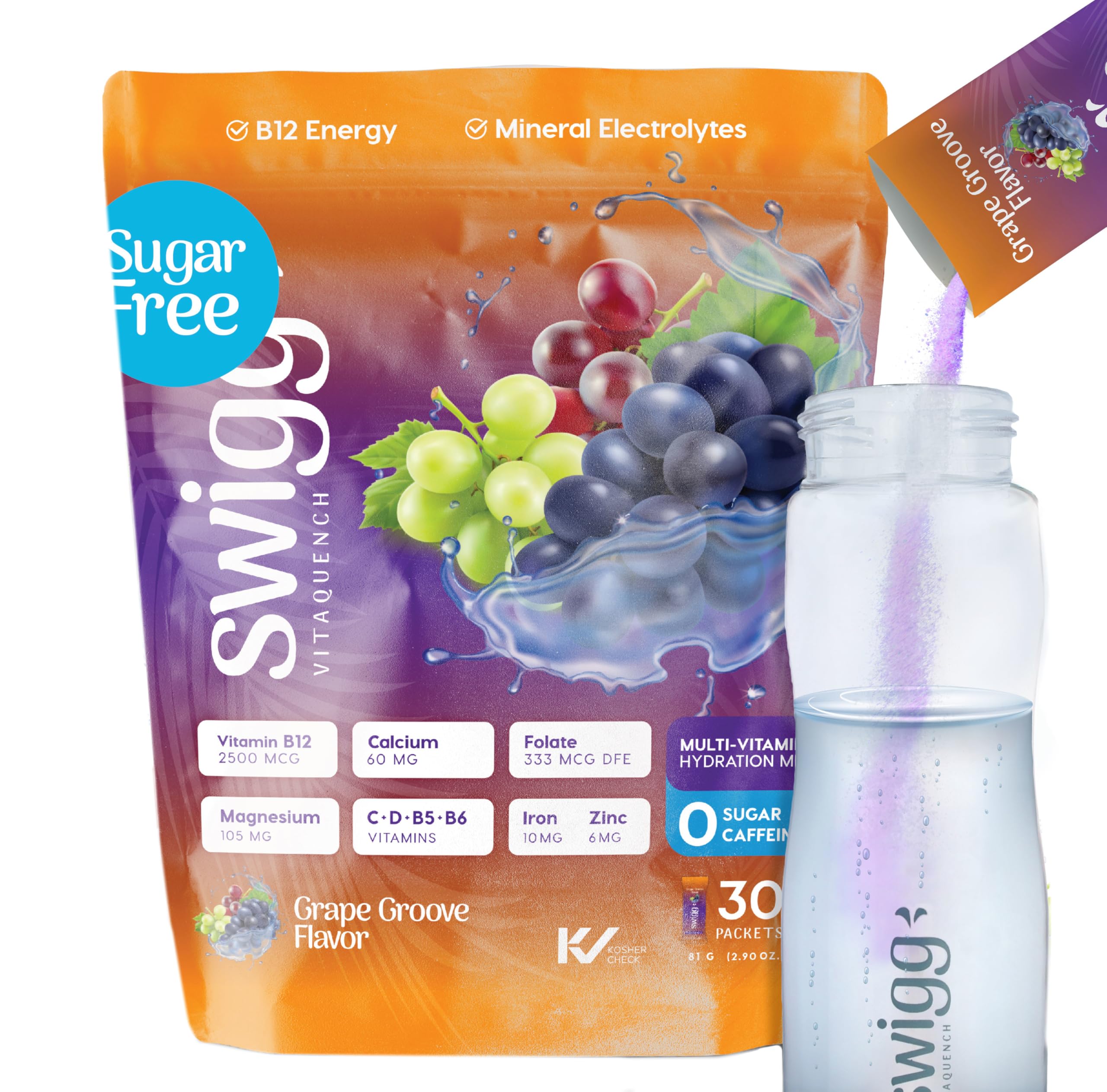Swigg electrolytes powder no sugar packets for convenient, keto-friendly hydration on the go.