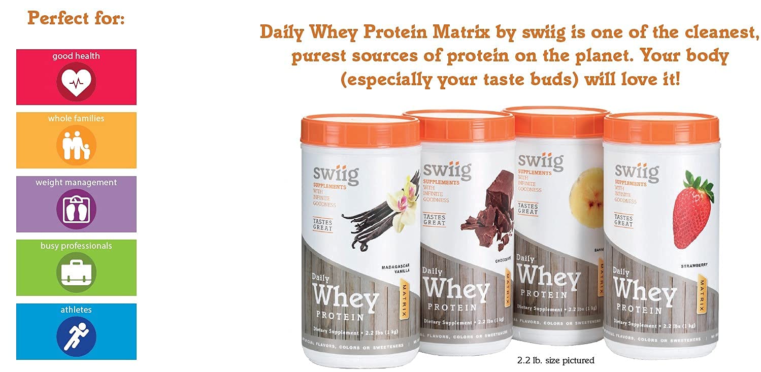 Swiig Premium Daily Whey Protein Matrix Strawberry in athletic setting for active lifestyles.