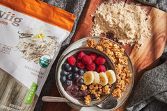 Swiig vanilla protein powder bowl suggests smooth texture for breakfast bowls.