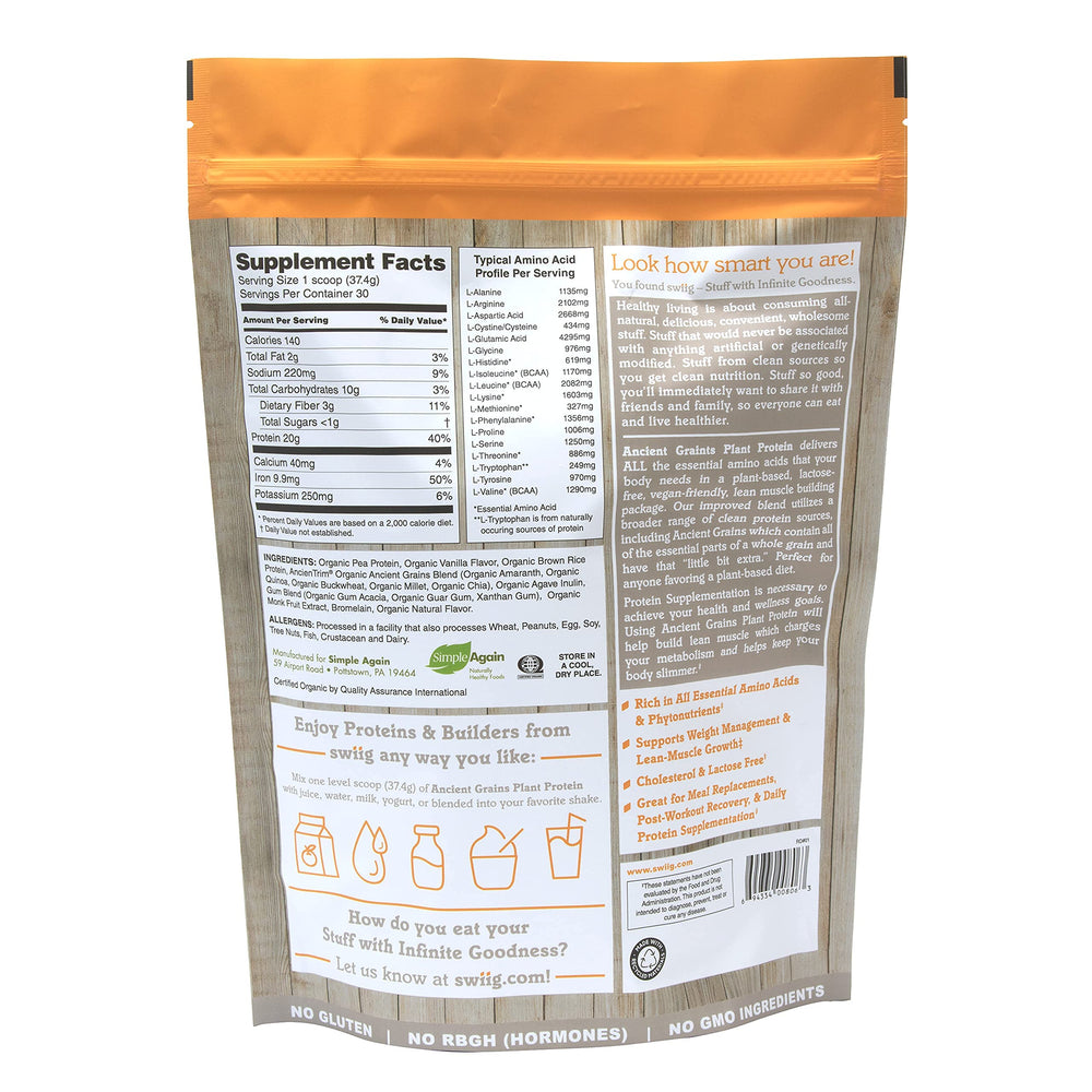 Swiig vanilla protein powder shaker captures quick, versatile blends for meals and workouts.