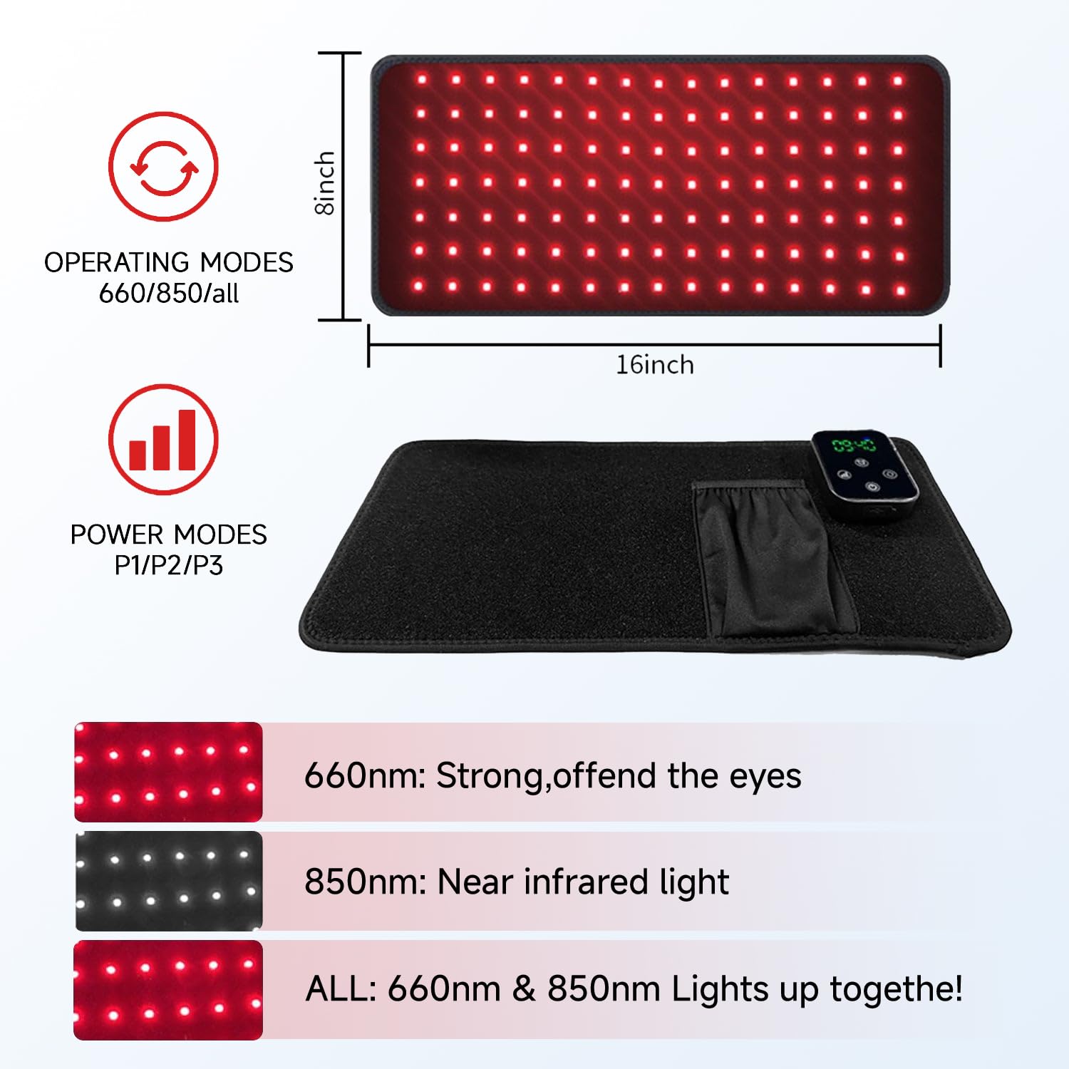 Swirise red light therapy belt adjustable strap in use for a snug fit.