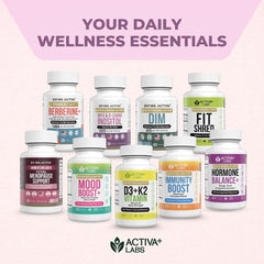 Swiss Activa+ capsule array shows 60-day supply for ample use.