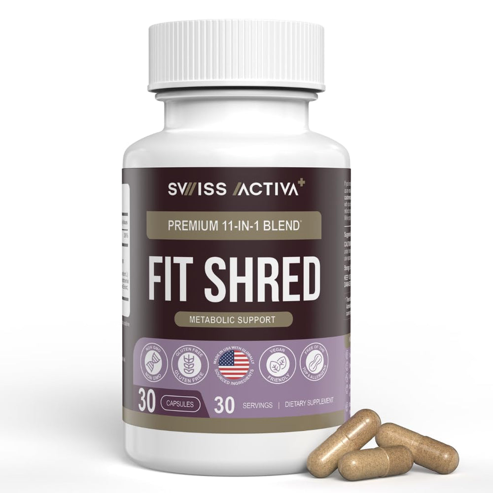 Swiss Activa+ Labs Fit Shred bottle front for daily energy and wellness