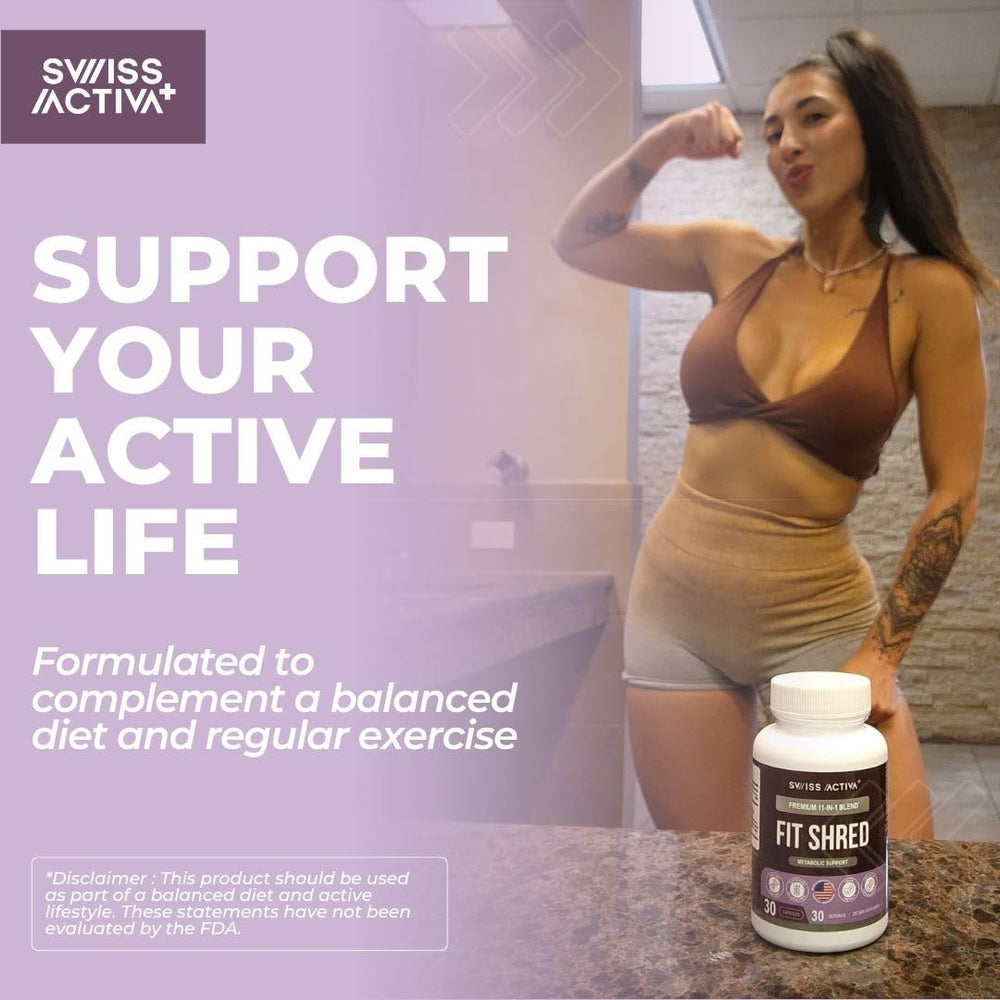 Swiss Activa+ Labs Fit Shred bottle pour showing easy dosing