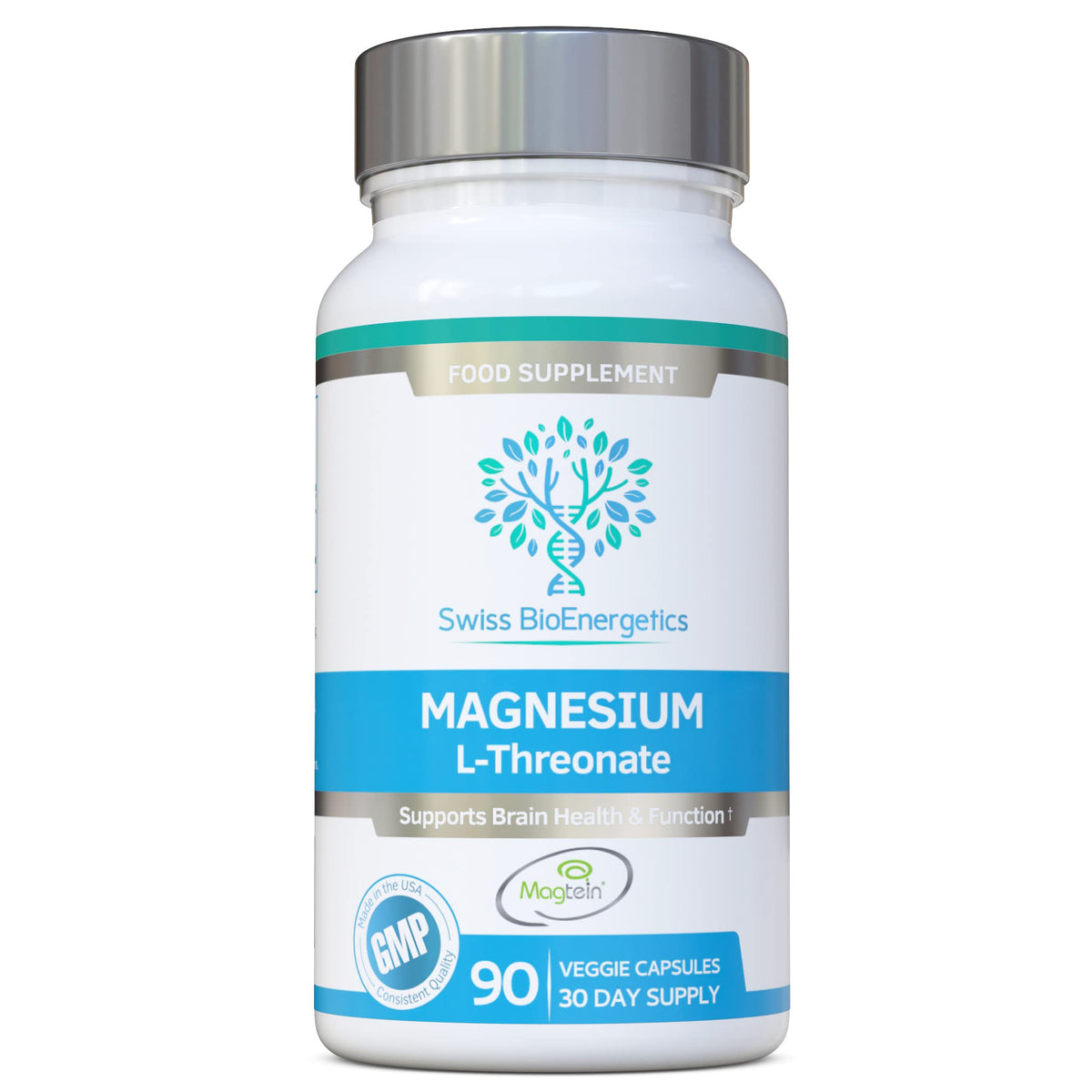 Swiss BioEnergetics Magtein tablets close-up for brain support and focus